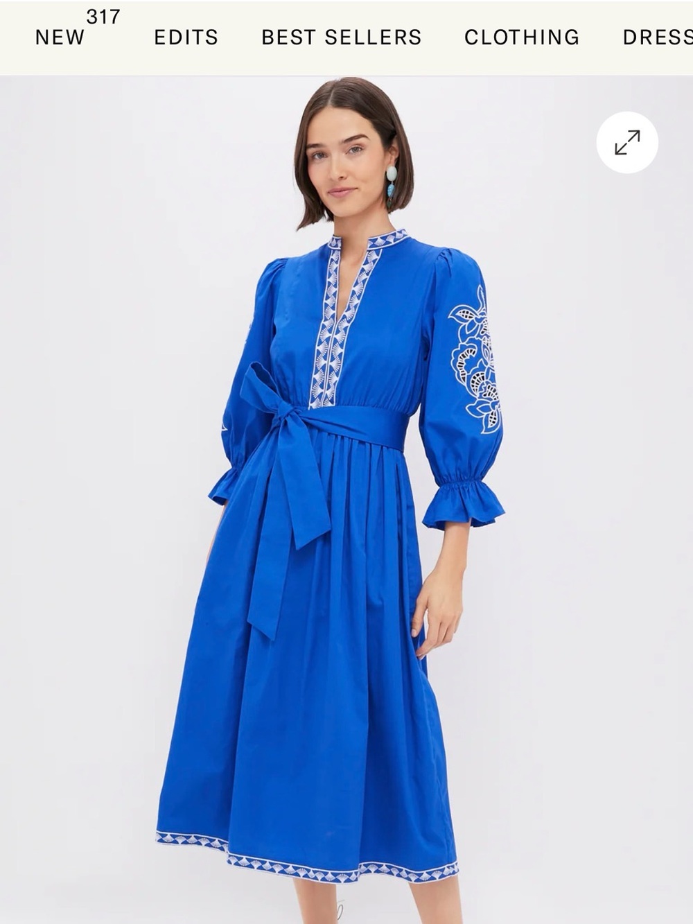 Tuckernuck Cobalt Blue Embroidered Midi Dress